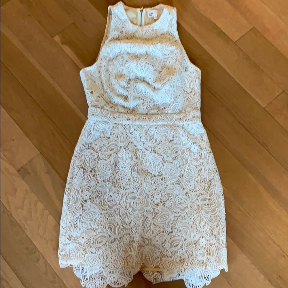 By the way crochet white dress open back